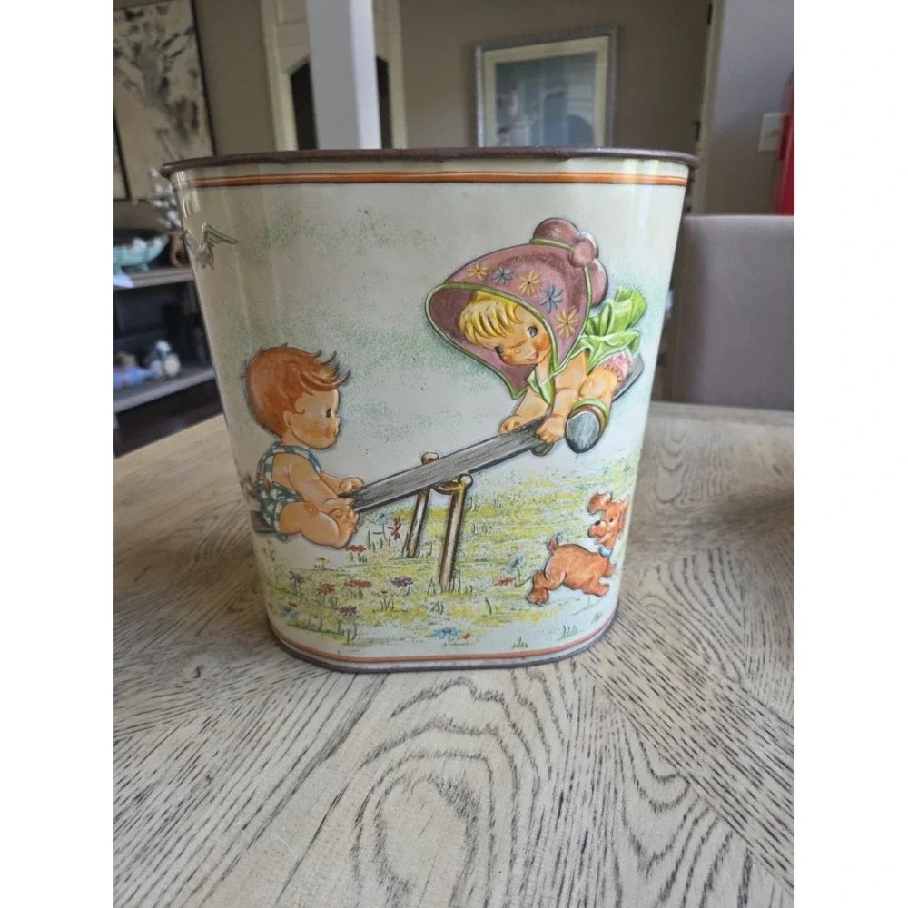 Vintage Mother Goose Trash Can Seesaw Jane Dick Spot Nursey Trash Can Weibro